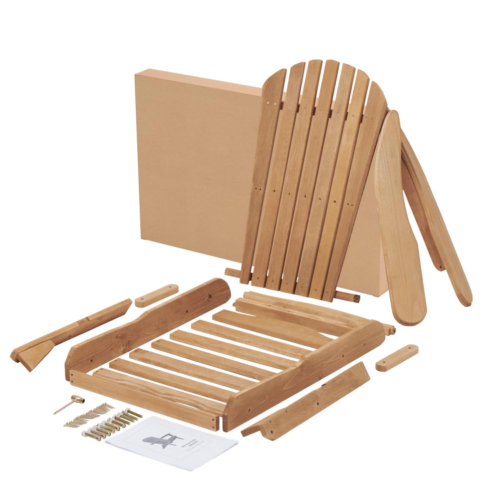 Solid Cedar Wood Folding Adirondack Chair Set of 2 V933484