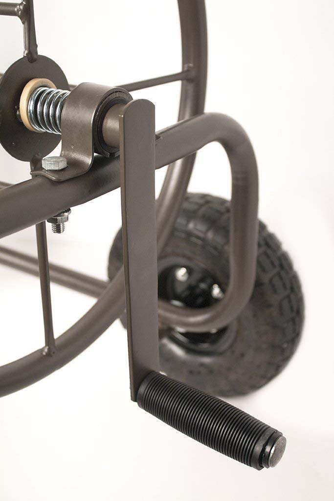 Four Wheel 250 Foot Capacity Steel Frame Water Hose Reel Cart with Basket X851912