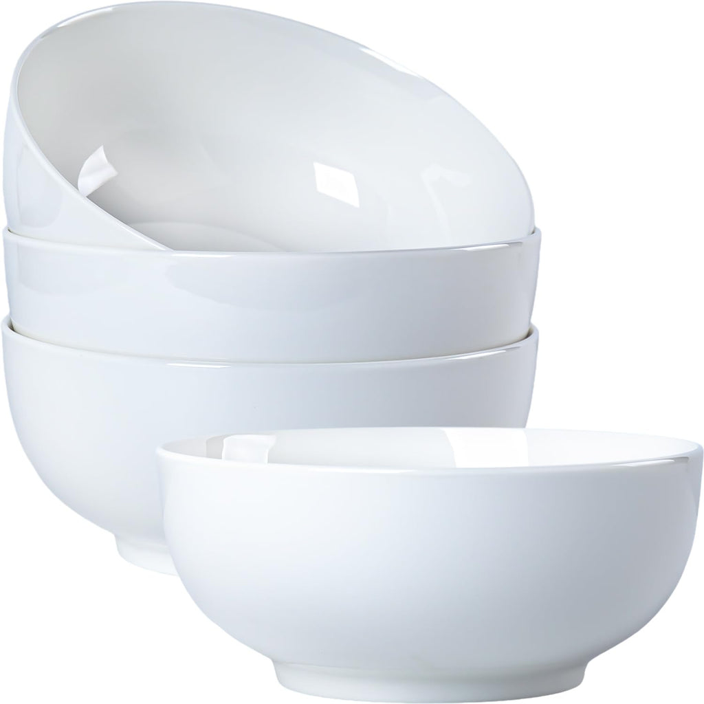 40 oz White Ceramic Bowl Set of 4 Q857725
