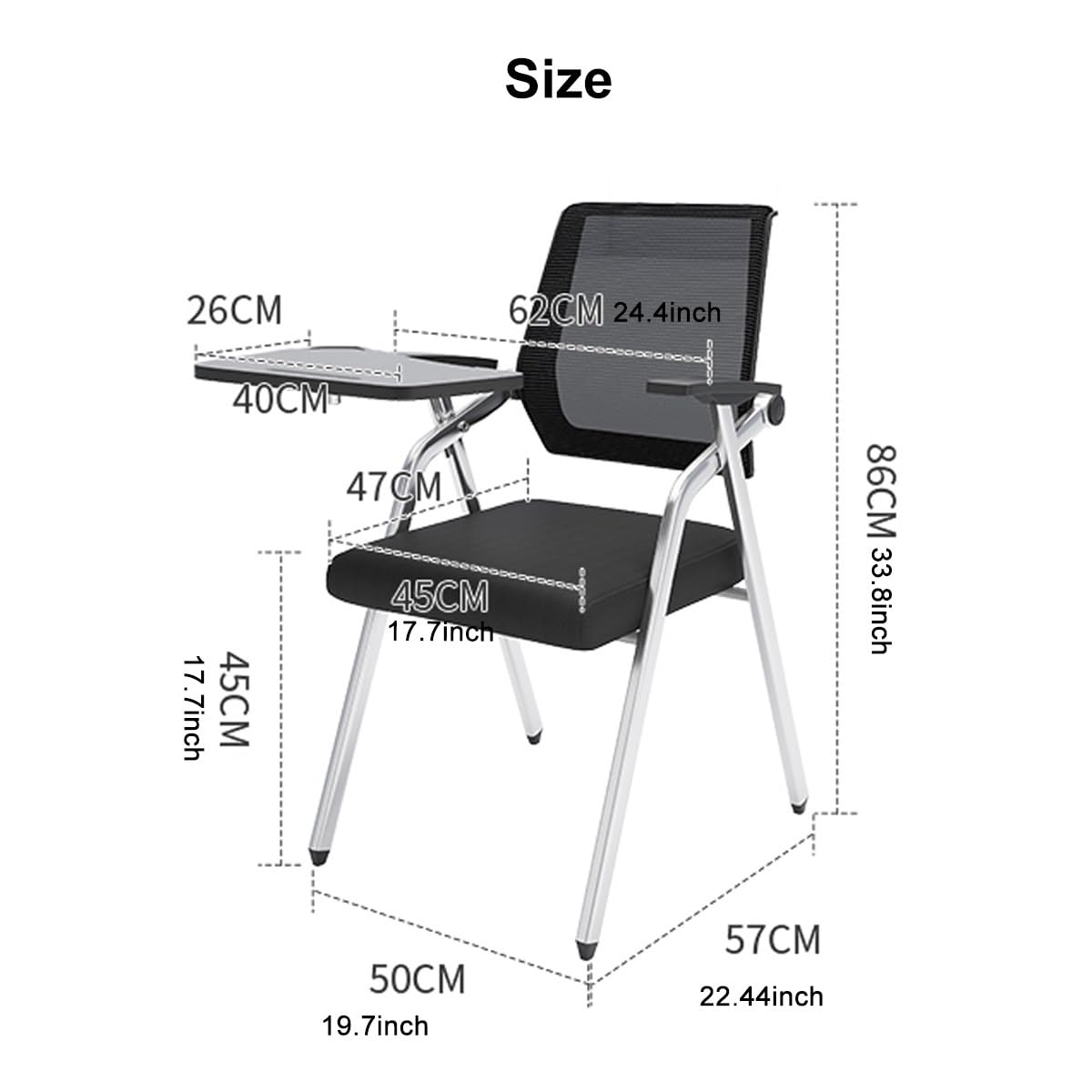 Orange Mesh Stacking Chair with Desk H3396