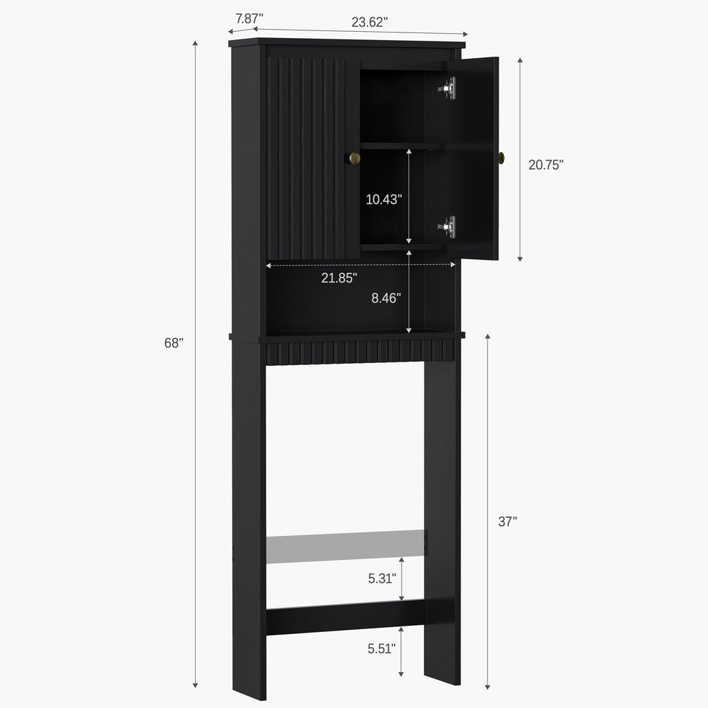 Black Over The Toilet Storage Cabinet with Adjustable Shelf H435615