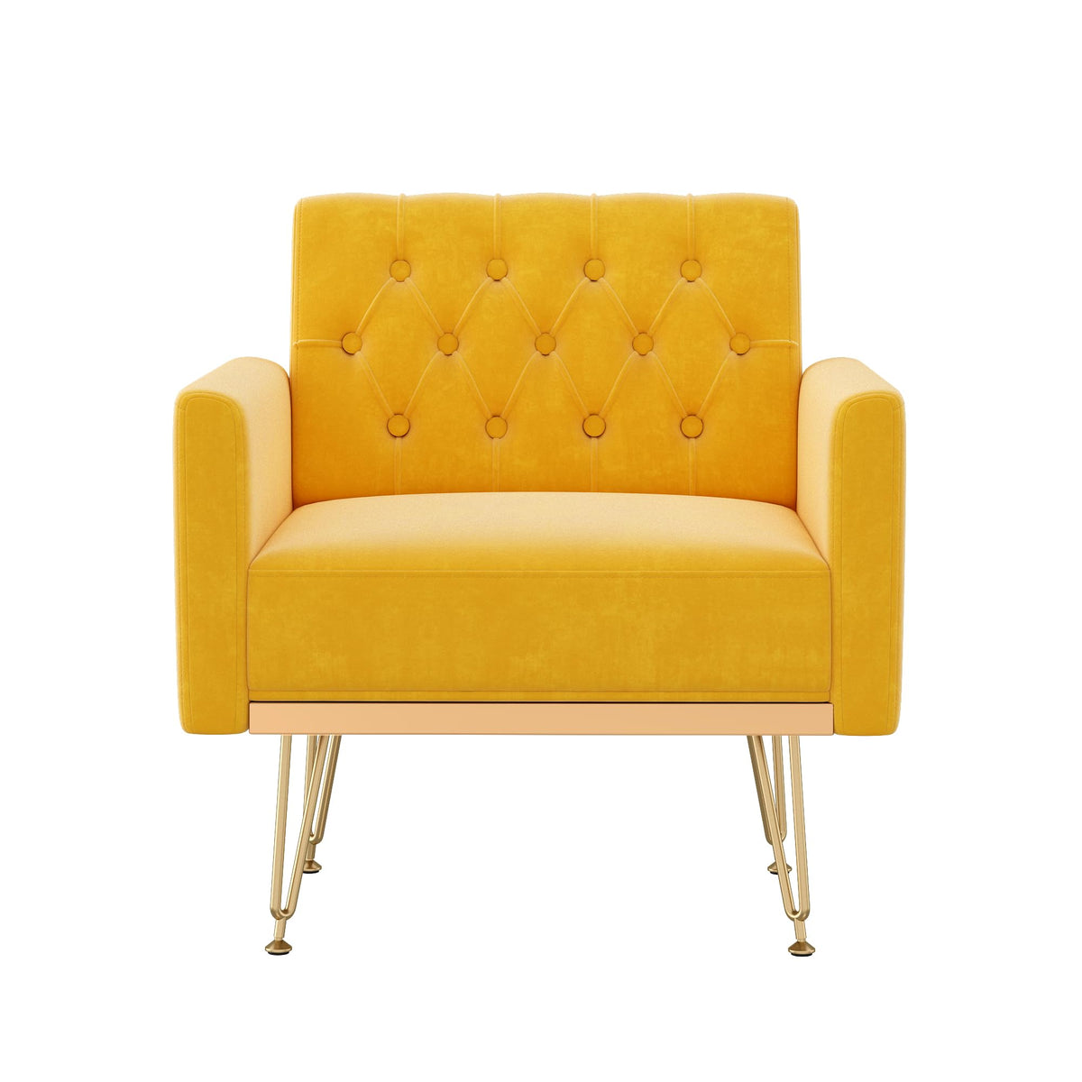 Velvet Tufted Accent Chair with Metal Legs J45626