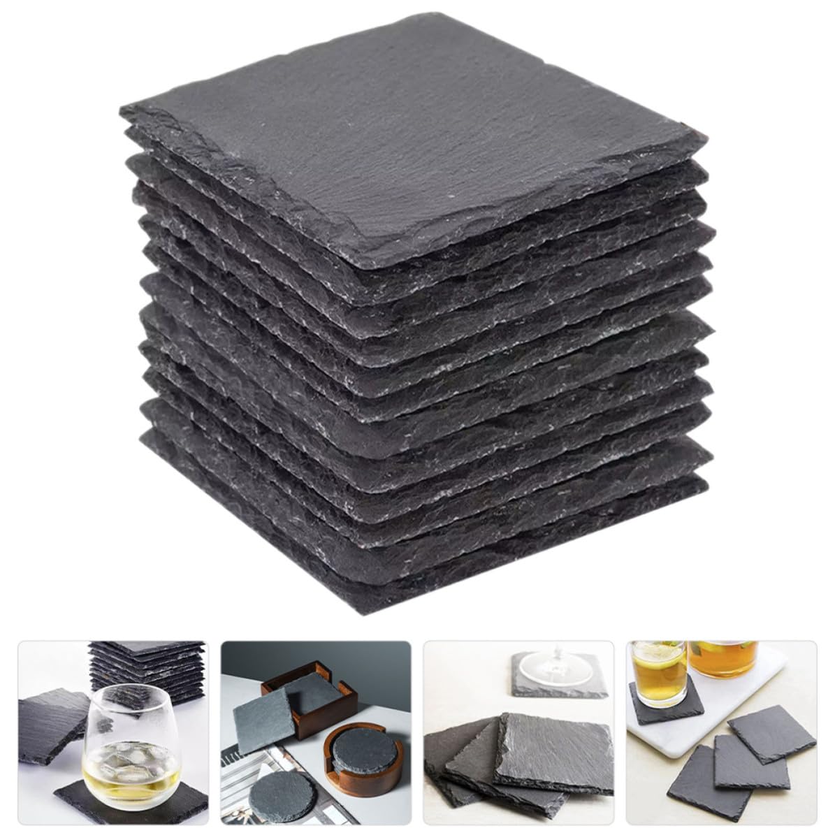 12pcs Natural Stone Coasters with Non Slip Bottom S84627