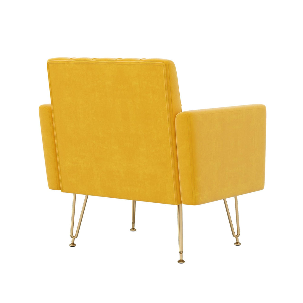 Velvet Tufted Accent Chair with Metal Legs J45626