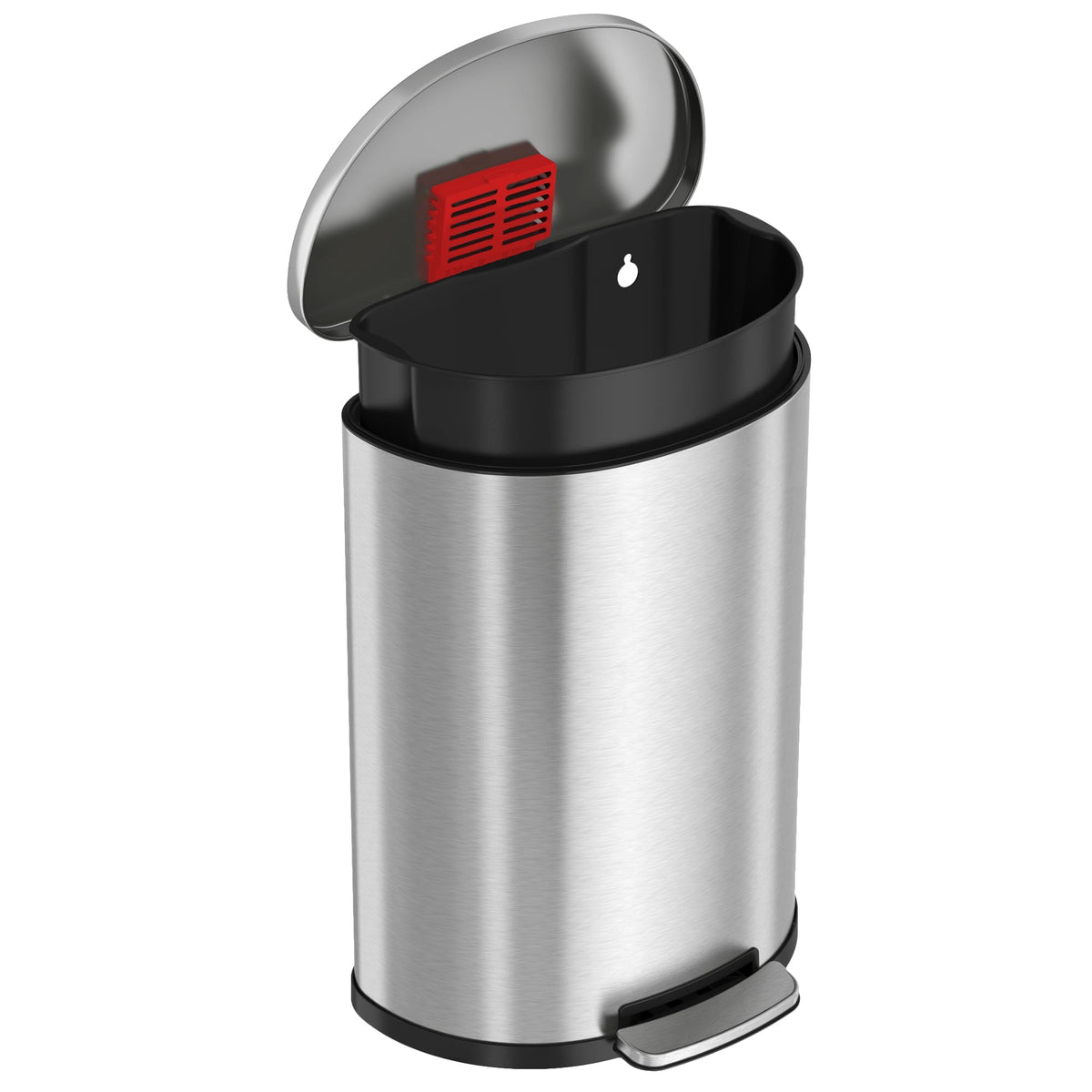 50L Stainless Steel Step Trash Can with Odor Filter and Removable Bucket C5588