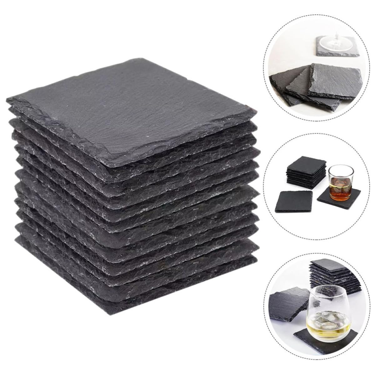 12pcs Natural Stone Coasters with Non Slip Bottom S84627