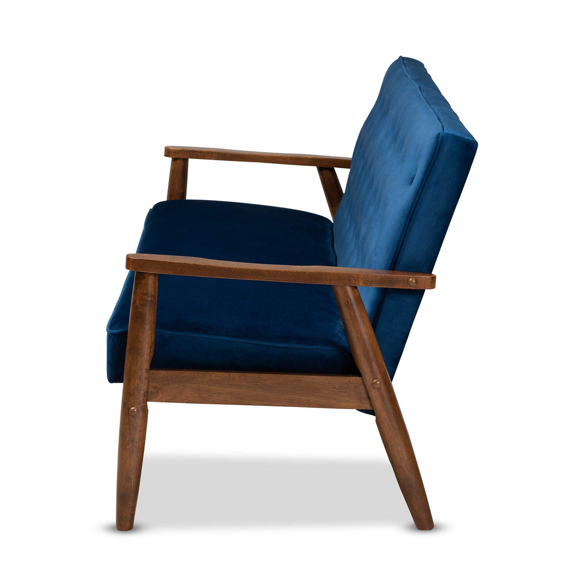 Navy Blue Velvet Upholstered 3-seater Sofa N61831