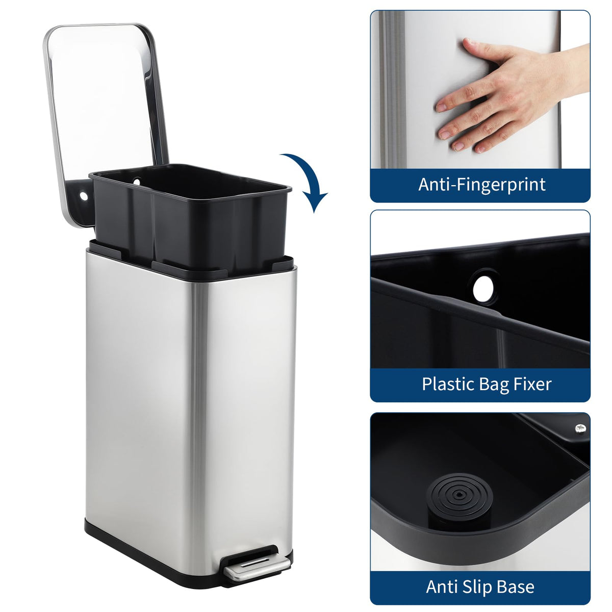 Stainless Steel Step Trash Can 13.2 Gallon Q666716