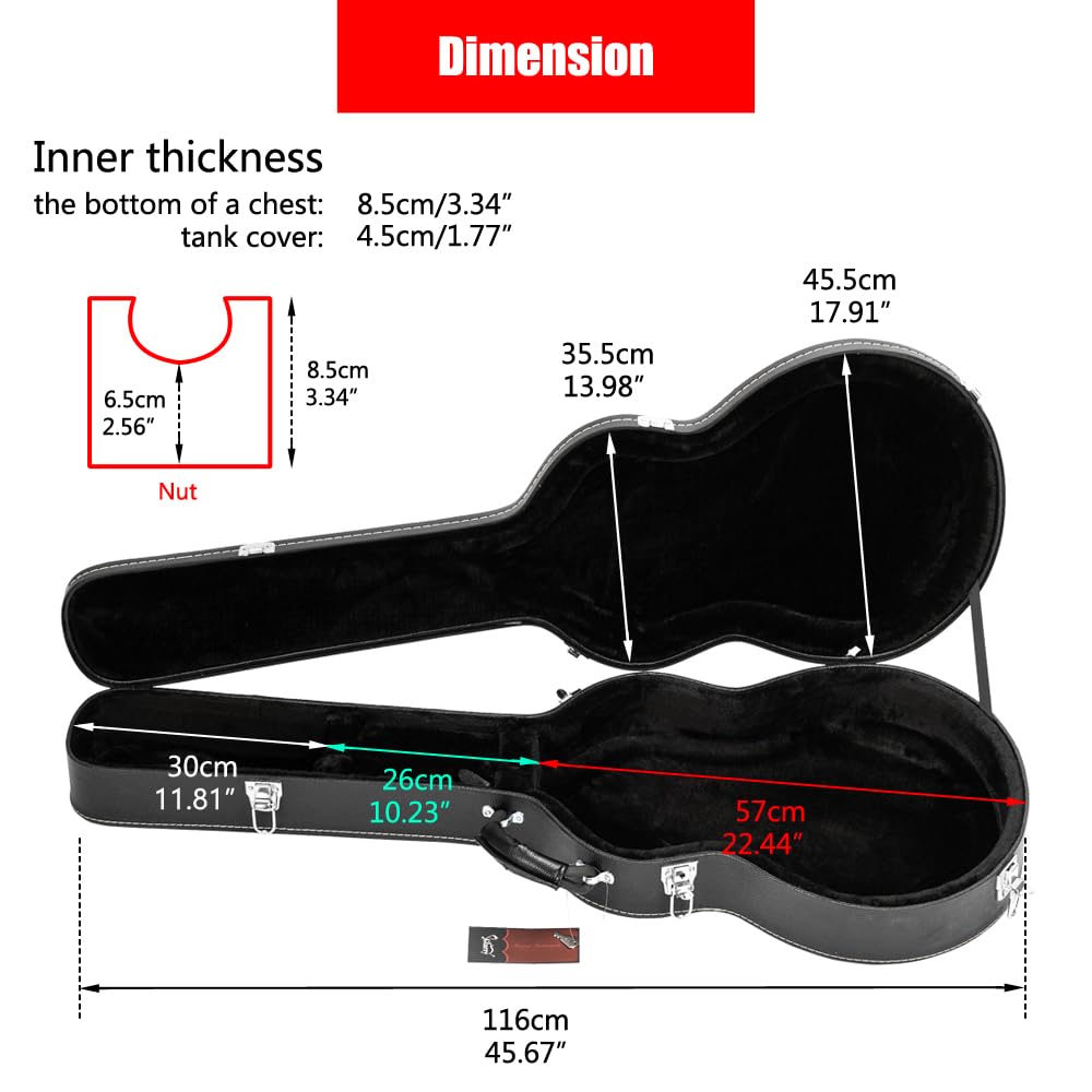 Portable Electric Guitar Hard Case, PU Leather, Black F113