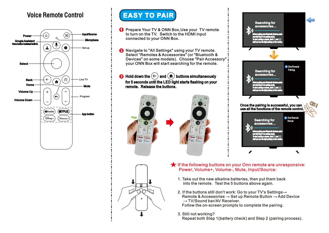 Voice Remote Control Compatible with Onn Streaming Box E10053
