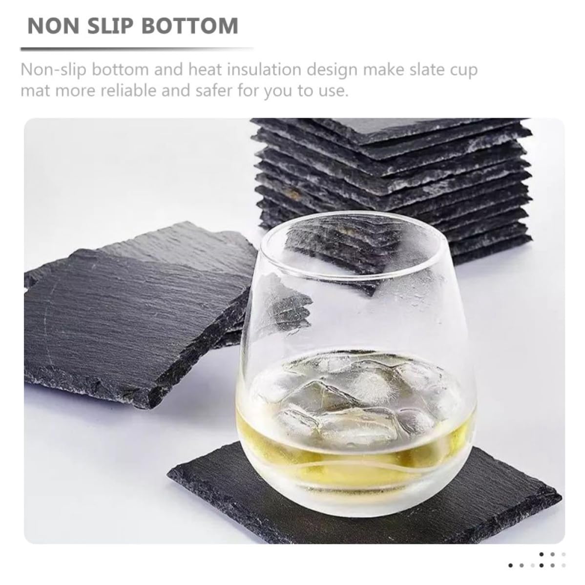 12pcs Natural Stone Coasters with Non Slip Bottom S84627