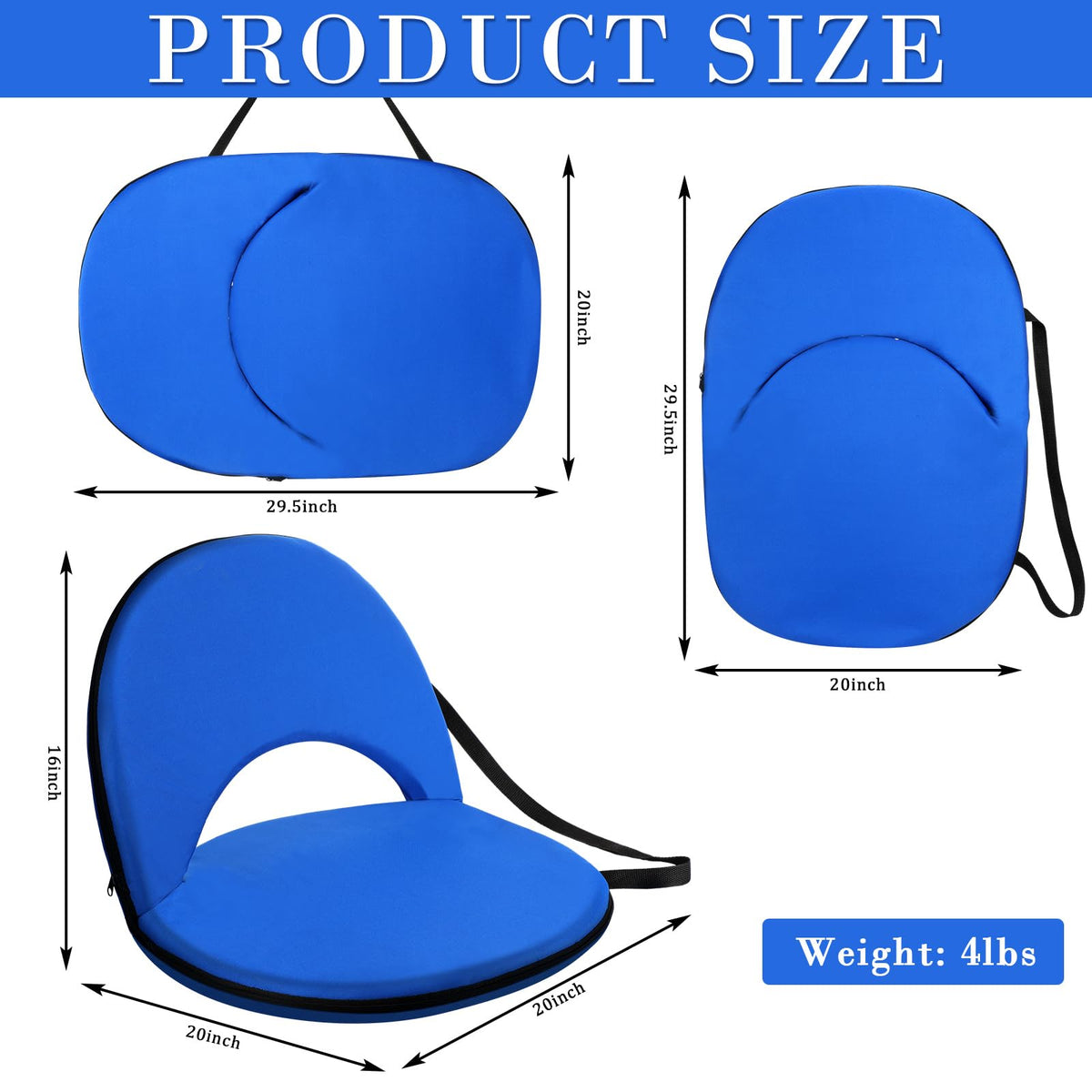 4 Pcs Adjustable Folding Portable Stadium Seats with Back E4518