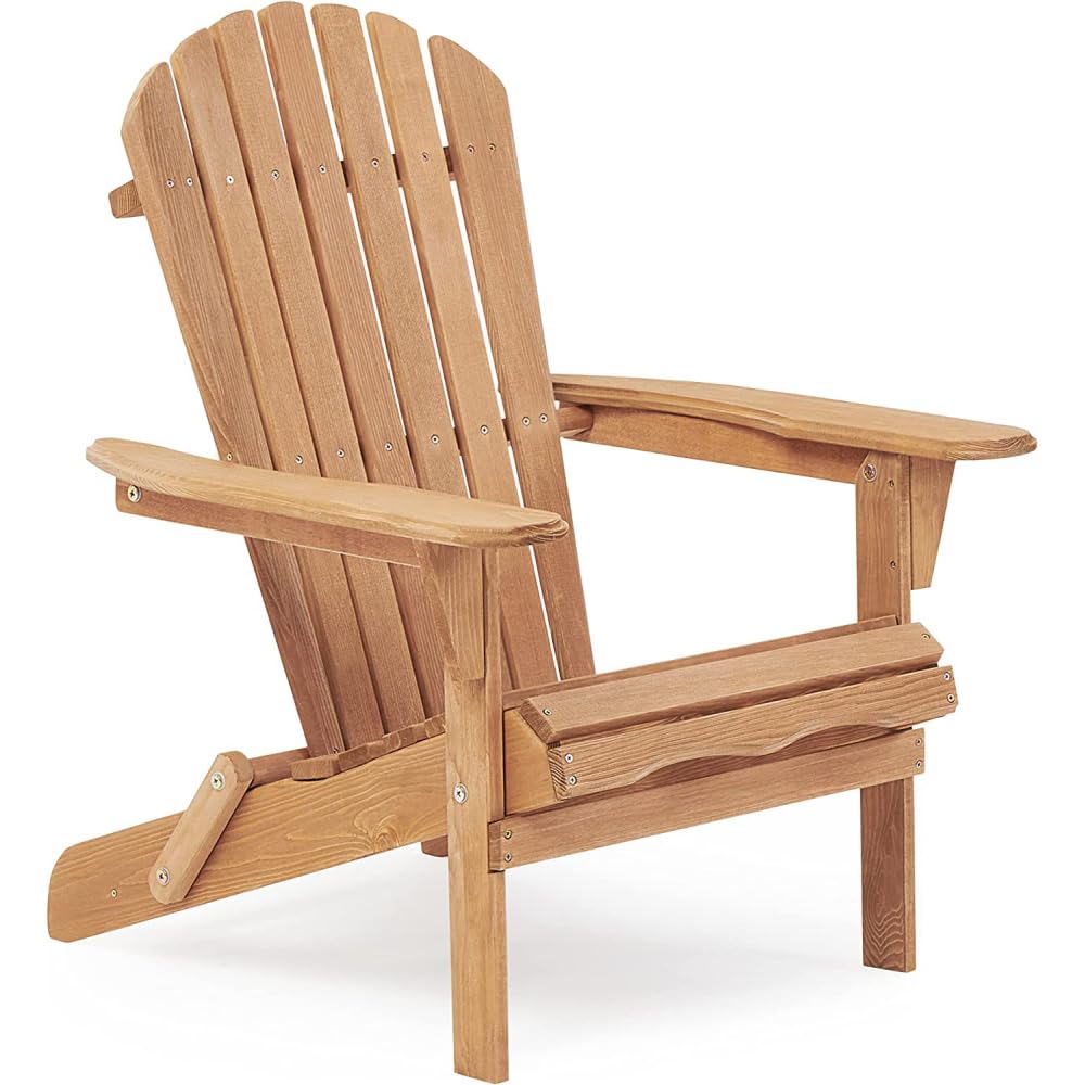 Solid Cedar Wood Folding Adirondack Chair Set of 2 V933484