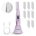 Purple Rechargeable Facial Razor with 8 Blades D8647