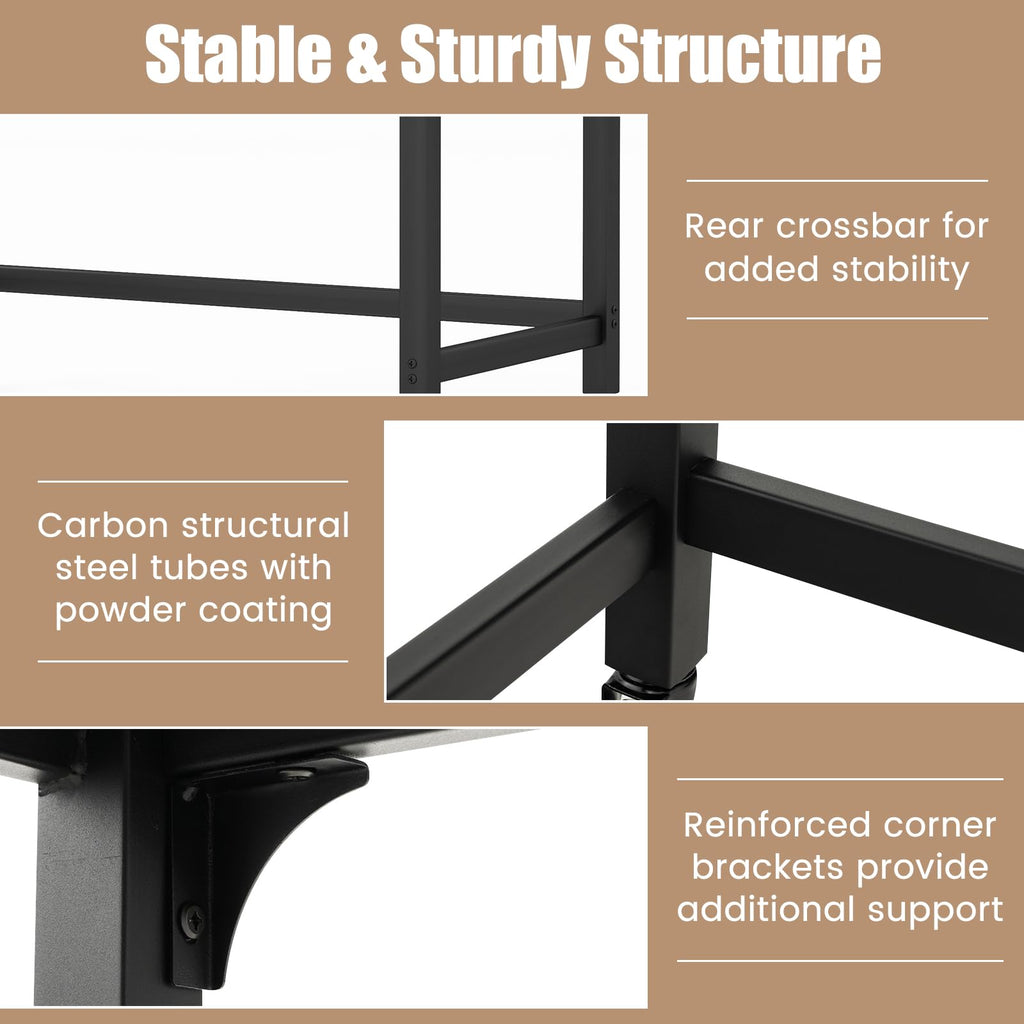 48” Mobile Computer Desk with 4 Lockable Wheels, Black Metal Frame I556877