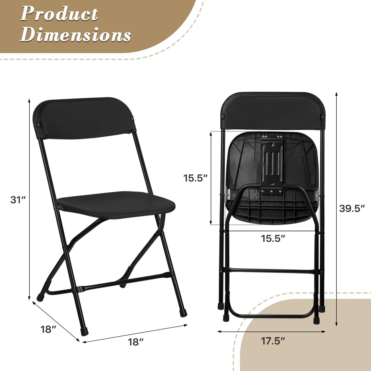 Black Plastic Folding Chairs 10 Pack P9740