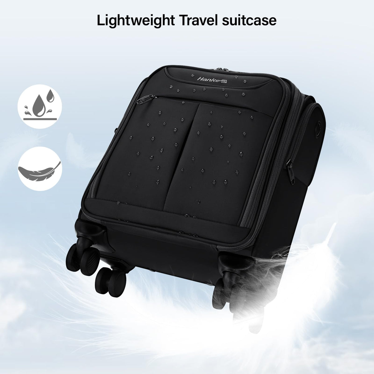Black 16 Inch Underseat Carry On Luggage with Spinner Wheels T72056
