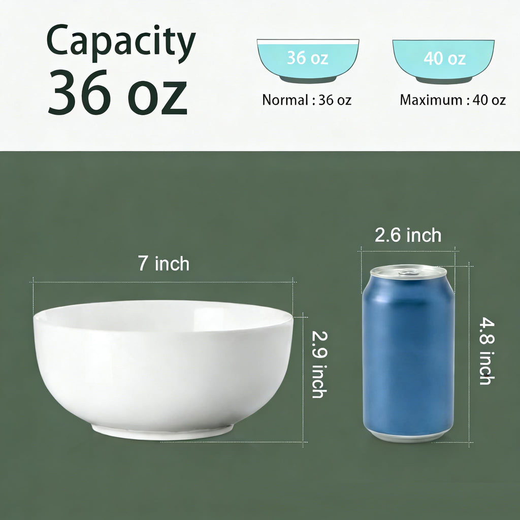 40 oz White Ceramic Bowl Set of 4 Q857725