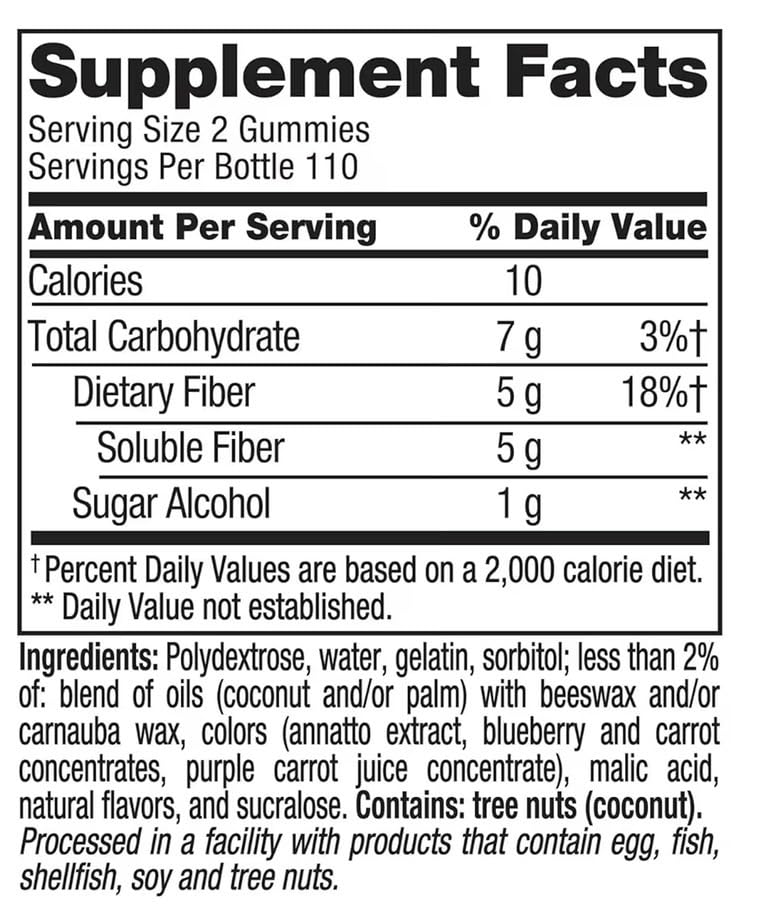 Sugar Free Fiber Gummies with Prebiotic 220 Count E446