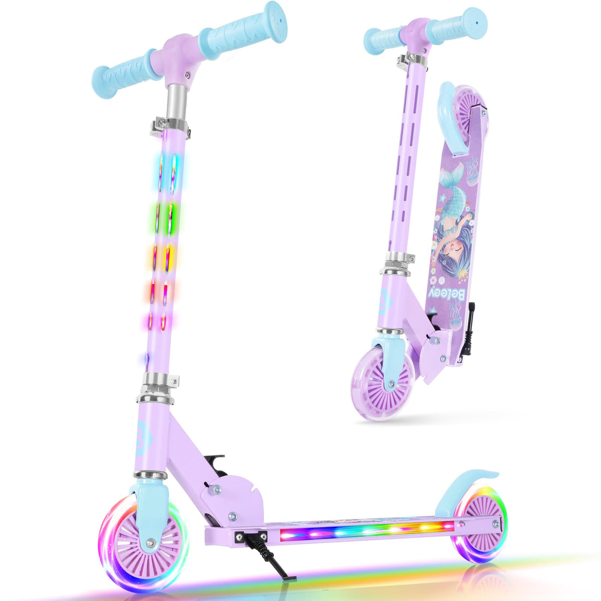2 Wheel Folding Lightweight Kick Scooter with Light-Up Wheels F754175