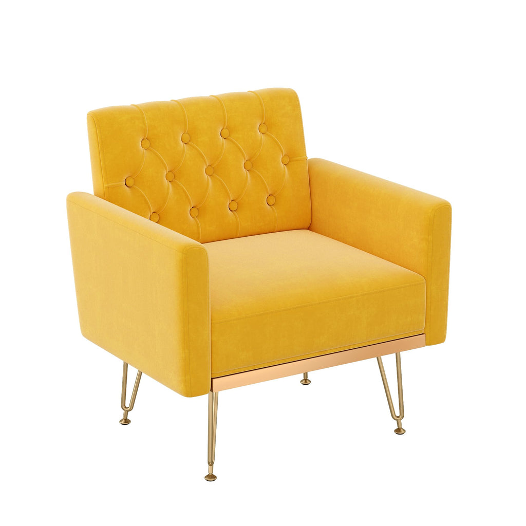 Velvet Tufted Accent Chair with Metal Legs J45626
