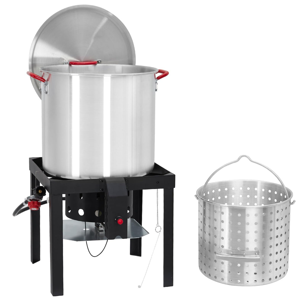 60 Qt Aluminum Seafood Boil Pot with Basket and Burner T1593