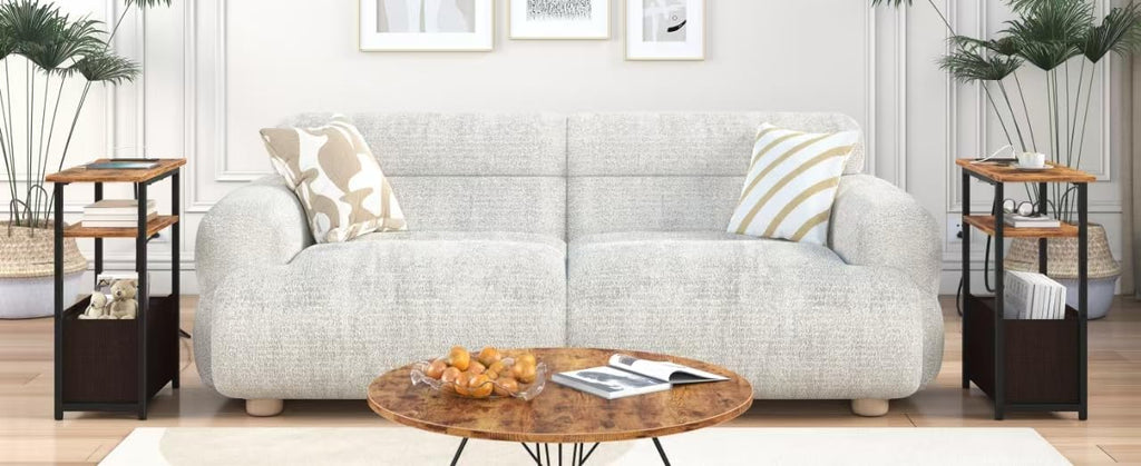 Narrow Side Table with Charging Station, 3 Tier End Table with Storage Basket Y637949