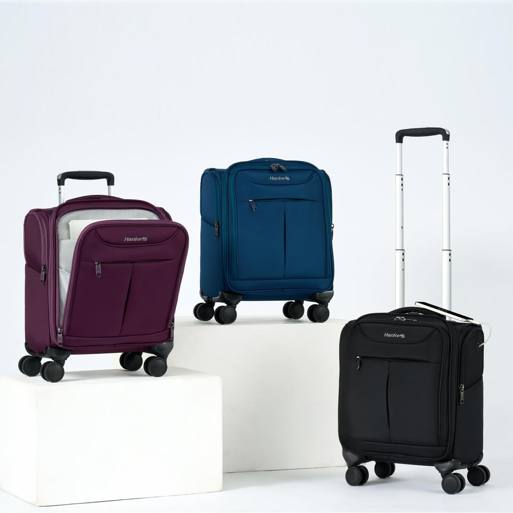 Black 16 Inch Underseat Carry On Luggage with Spinner Wheels T72056