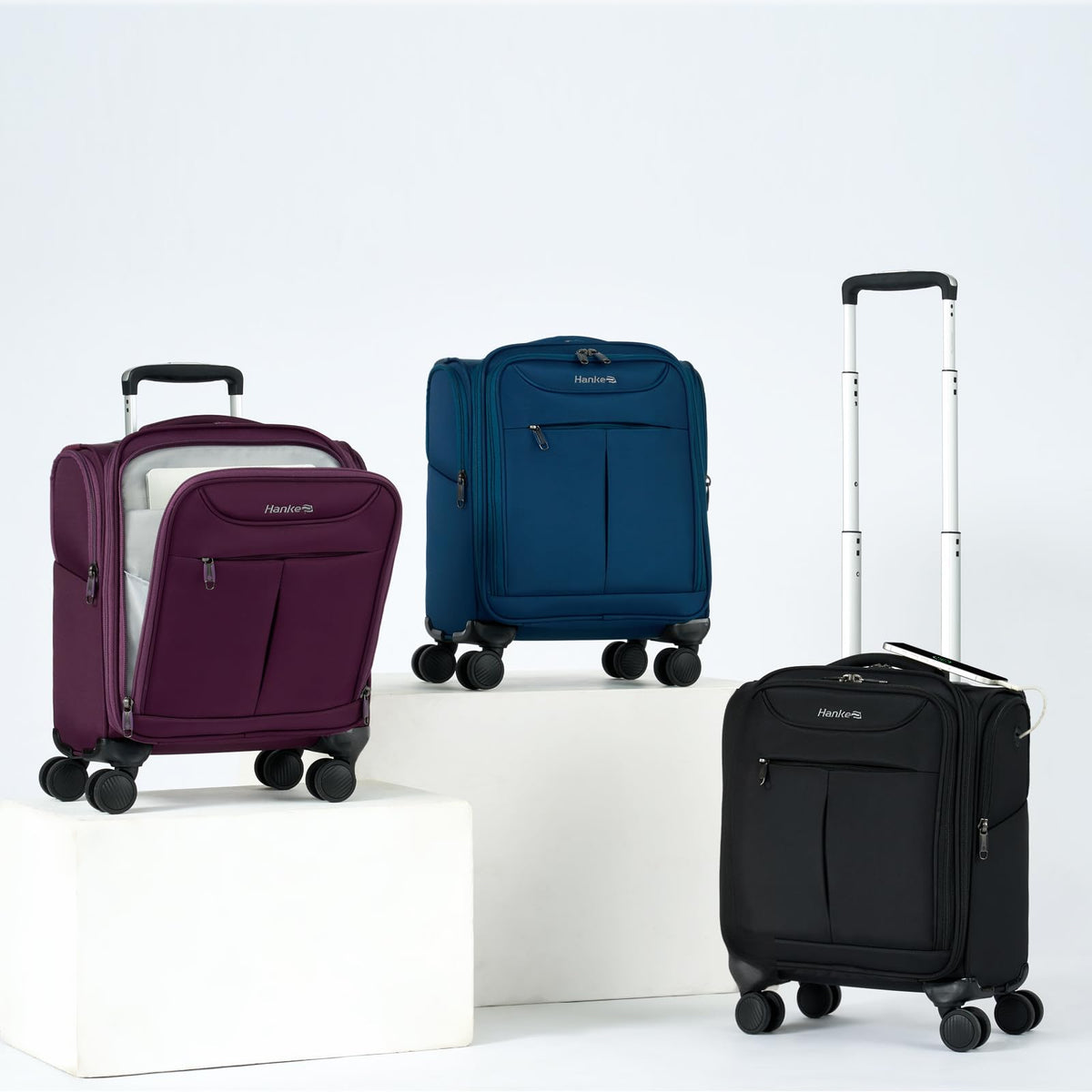Black 16 Inch Underseat Carry On Luggage with Spinner Wheels T72056