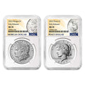 Morgan and Peace Silver Dollar 2pc Set Z571