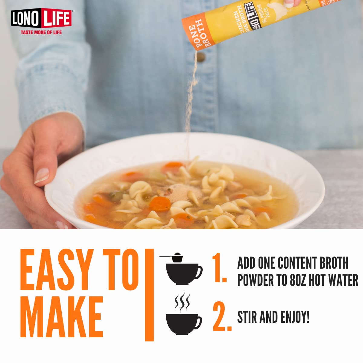 Low Sodium Chicken Bone Broth Powder, 10 Stick Packs G28500