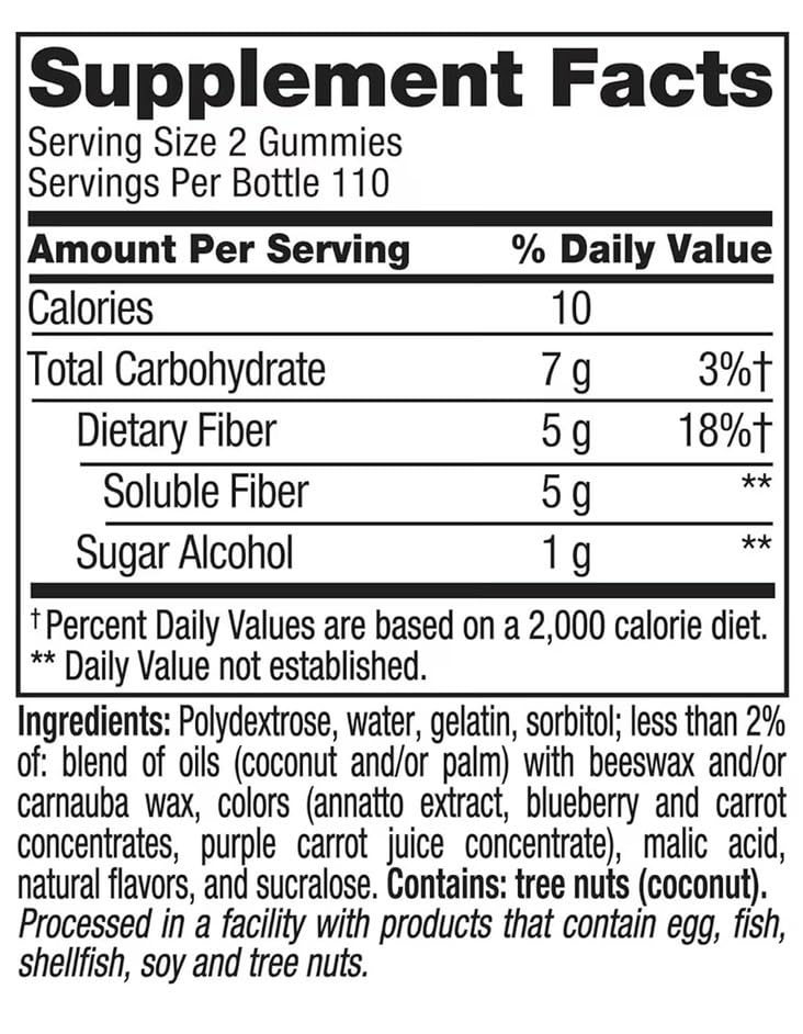 Sugar Free Fiber Gummies with Prebiotic 220 Count E446