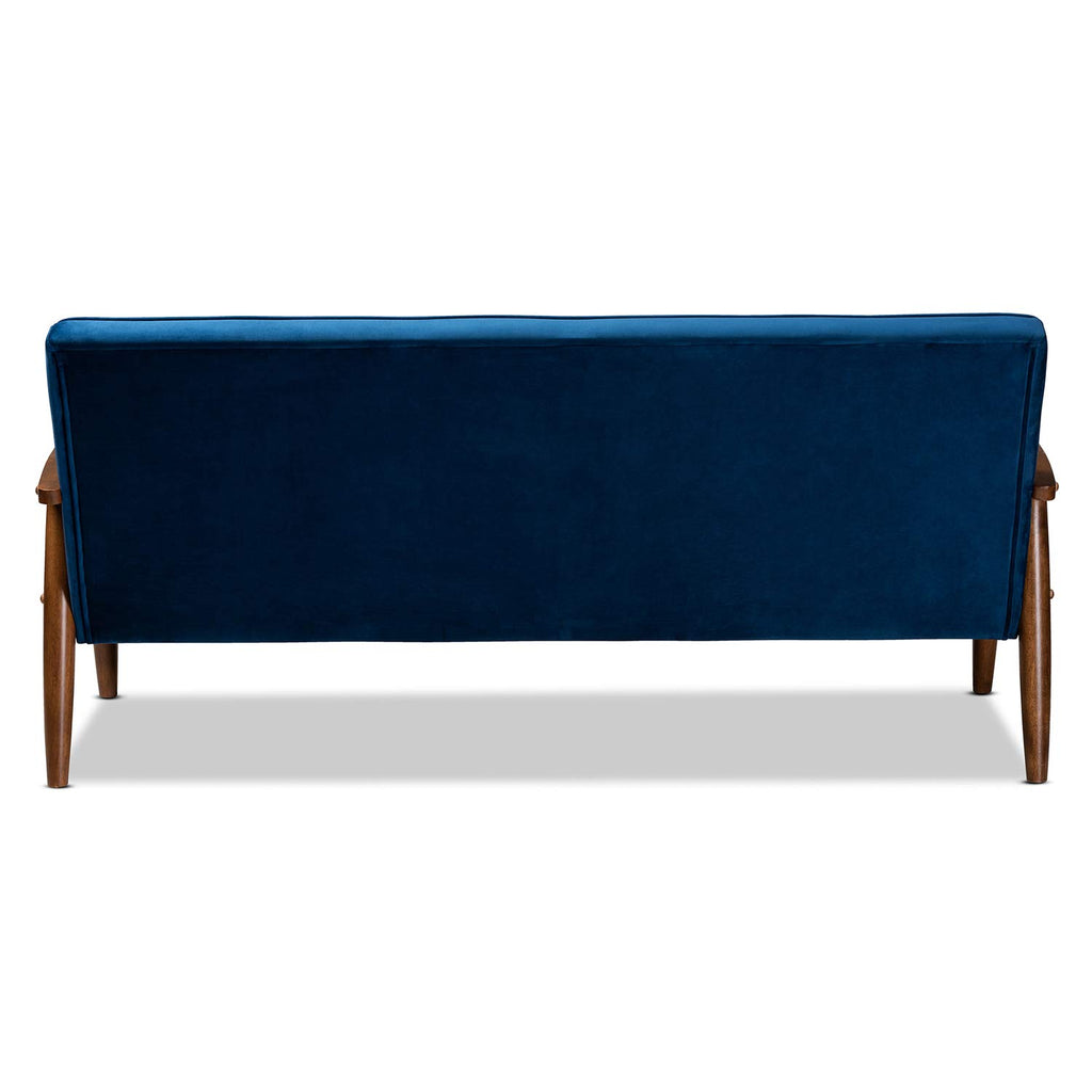 Navy Blue Velvet Upholstered 3-seater Sofa N61831