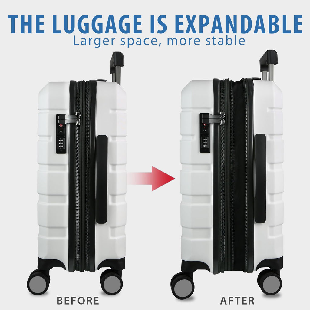 Hardside Expandable Carry On Luggage with Spinner Wheels, TSA Lock, USB Port, 20-Inch, White S8899