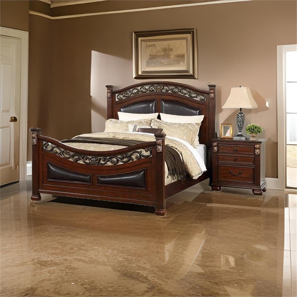 California King Bed with Arched Headboard and Curved Footboard L44634