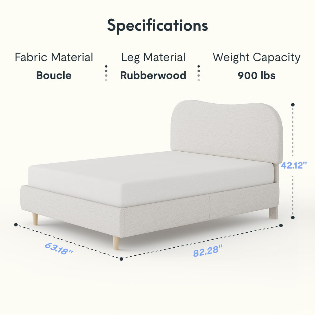 Queen Size White Boucle Bed Frame B4278