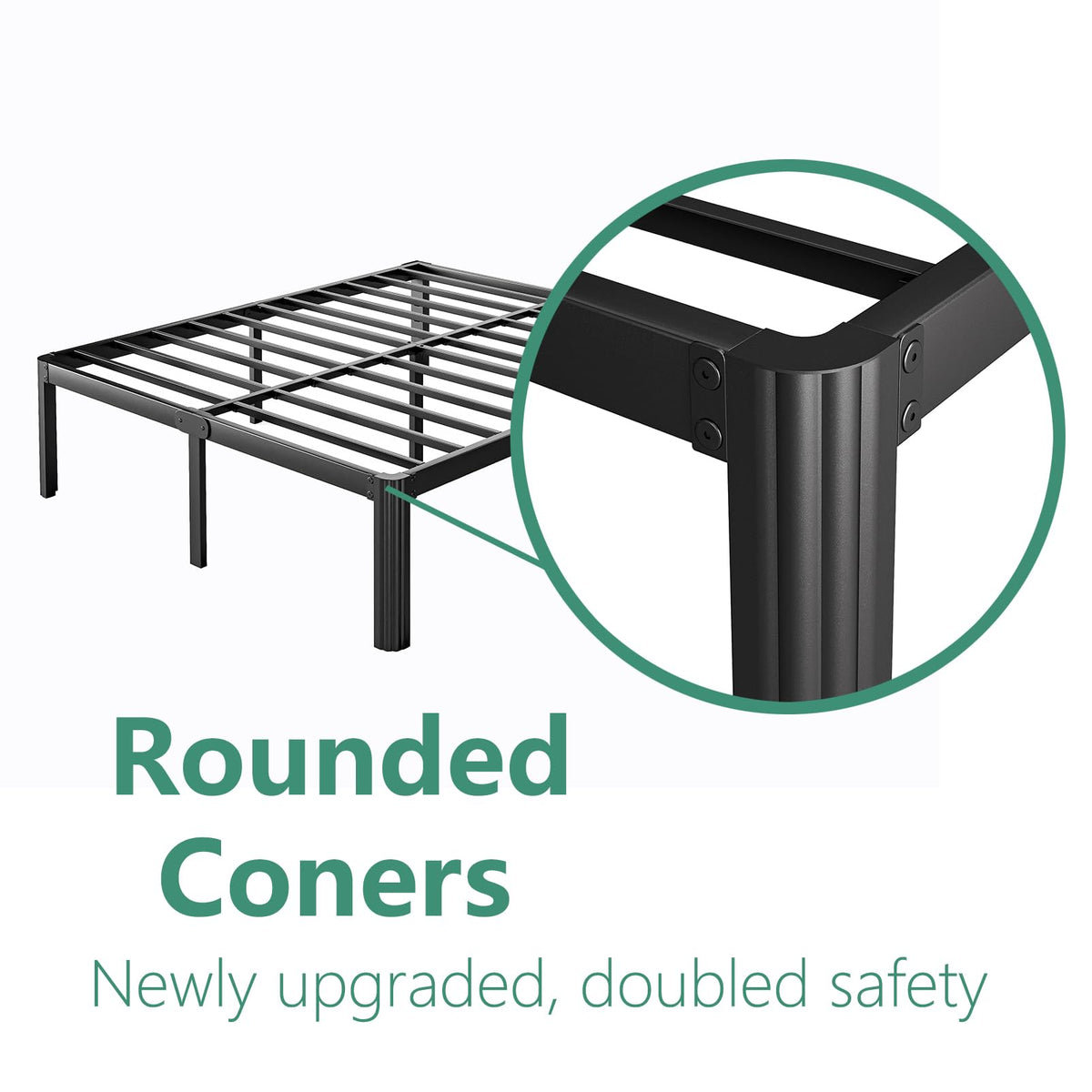 18 Inch Metal Bed Frame Queen Size Black A7983