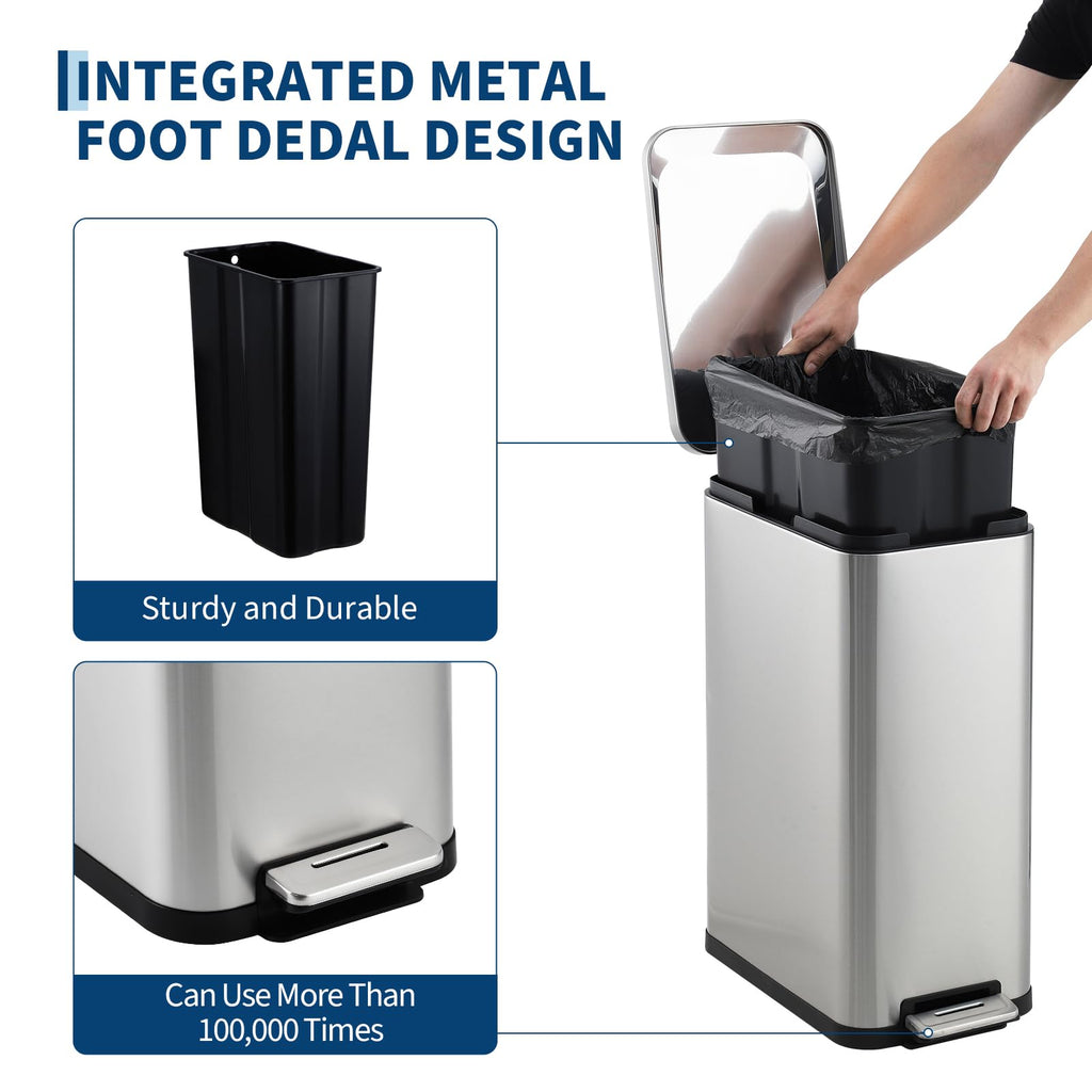 Stainless Steel Step Trash Can 13.2 Gallon Q666716