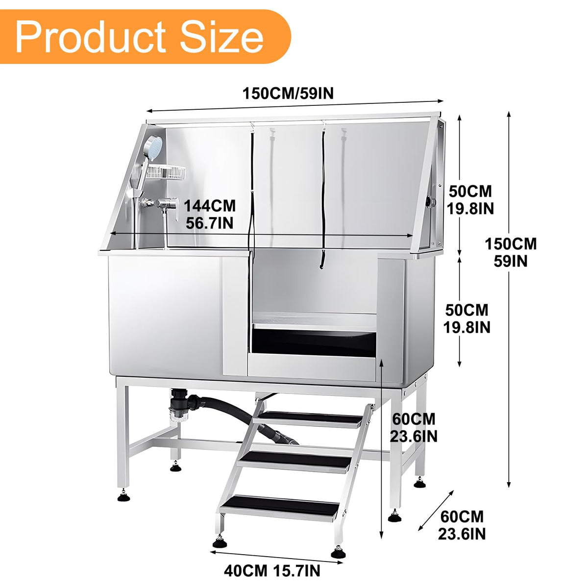 Stainless Steel Dog Grooming Tub Y4368