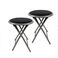 18 Inch Folding Bar Stool 2 Pcs with Footrest Black W460745