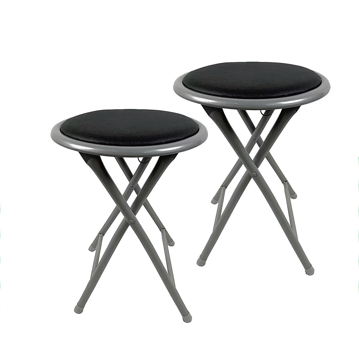 18 Inch Folding Bar Stool 2 Pcs with Footrest Black W460745