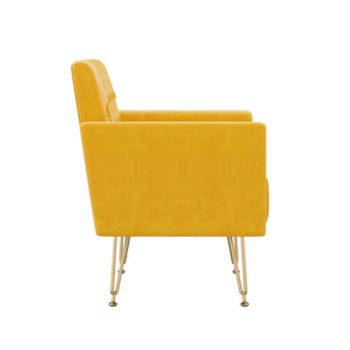 Velvet Tufted Accent Chair with Metal Legs J45626