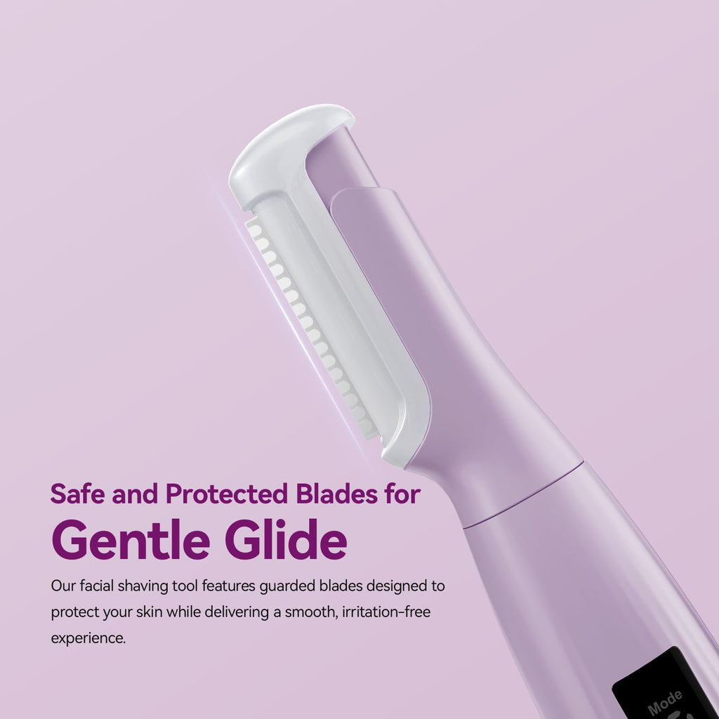 Purple Rechargeable Facial Razor with 8 Blades D8647