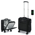 Black 16 Inch Underseat Carry On Luggage with Spinner Wheels T72056