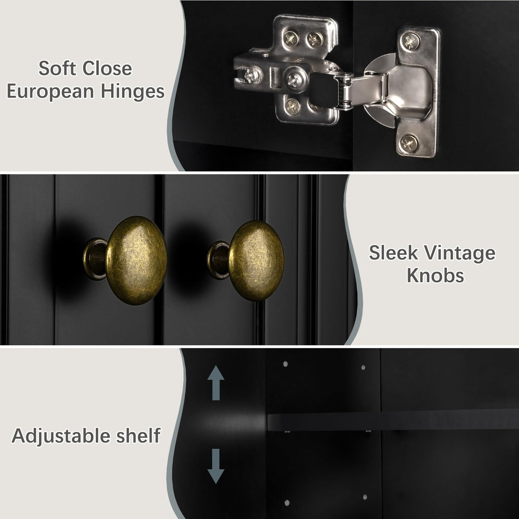 Black Over The Toilet Storage Cabinet with Adjustable Shelf H435615
