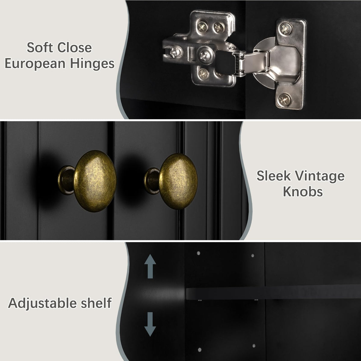 Black Over The Toilet Storage Cabinet with Adjustable Shelf H435615