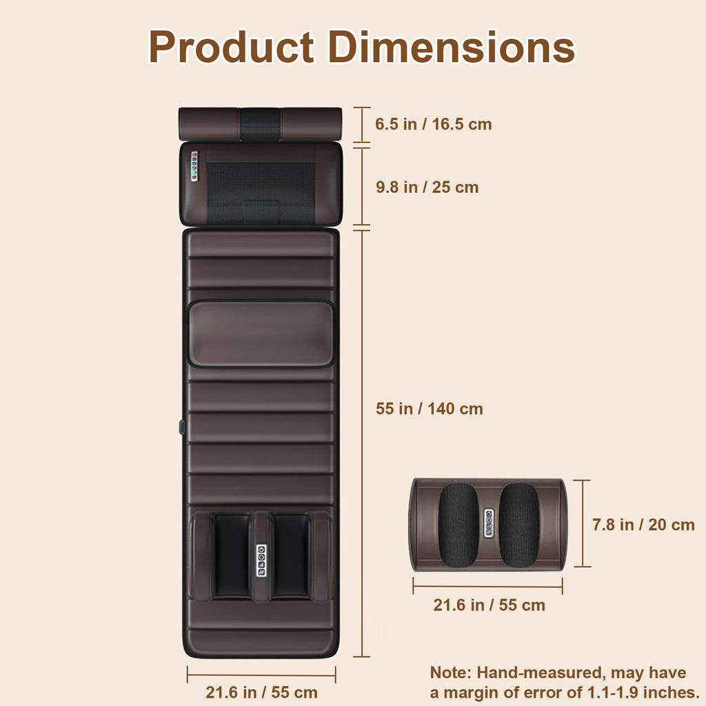 Brown Full Body Heating Massage Mat with Detachable Neck and Leg Massagers N329658