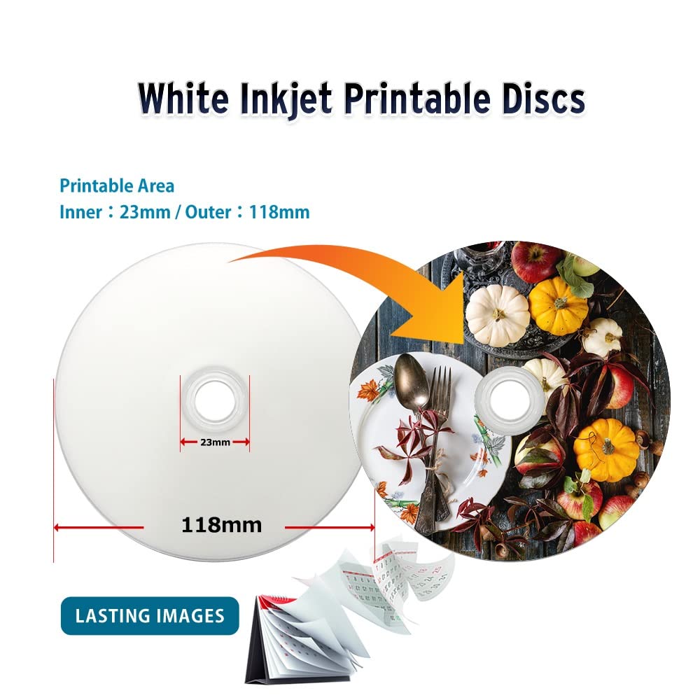 25GB White Inkjet Printable Blank Blu-ray Discs 50-Pack O213