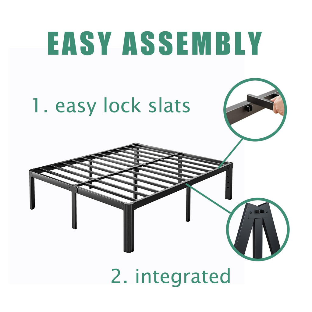 18 Inch Metal Bed Frame Queen Size Black A7983