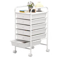 White 6 Tier Rolling Storage Cart with 6 Drawers G70296